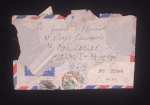C) 1954. URUGUAY, AIR MAIL SENT TO THE UNITED STATES DOUBLE STAMPED.