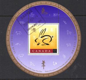 Canada Sc 1768 1999 Year of the Rabbit stamp sheet used