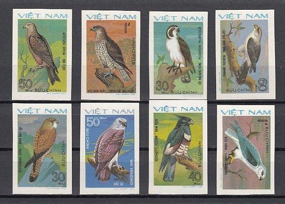 Vietnam, Scott cat. 1192-1199. Various Birds, IMPERF issue..