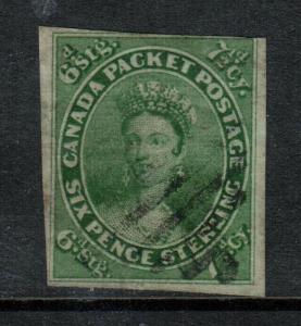 Canada #9a Used Fine Deep Color Light Pressed Crease At Top Barely Visible