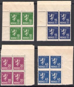 1925 NORWAY, n. 108/111 Coats of Arms, Block of Four, MNH**