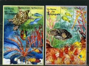 GUINEA 2000 FISH & MARINE LIFE 2 SHEETS OF 6 STAMPS MNH