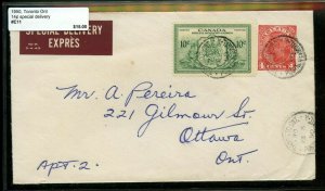 10c Special Delivery Express  4c stationery with nice label 1950 Canada cover