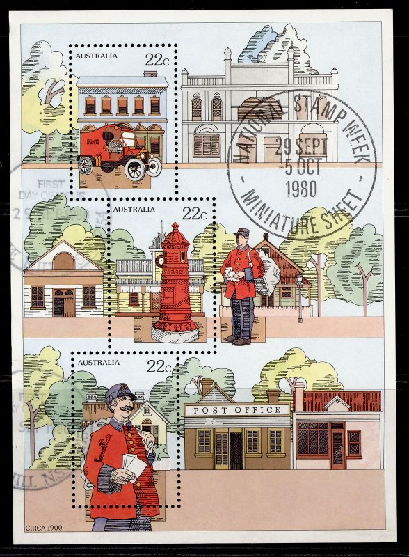 AUSTRALIA QEII SG MS757, 1980 national stamp week mini sheet, FINE USED.