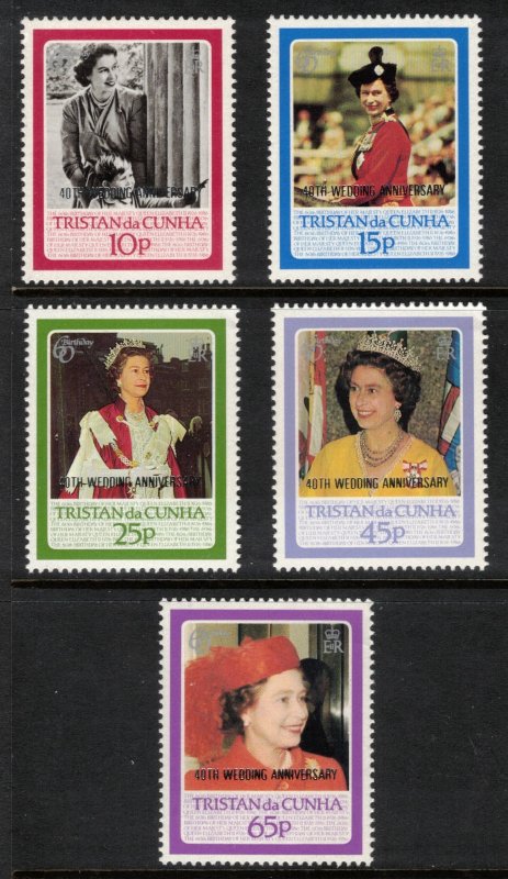 TRISTAN DA CUNHA 1988 Royal Wedding Anniversary; Scott 429-33, SG 438-42; MNH