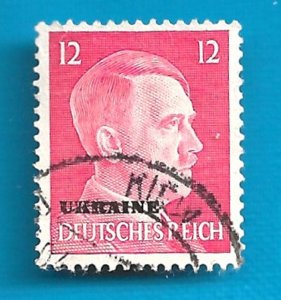 RUSSIA #N38 USED 12pf UKRAINE OVERPRINT  ENGR.