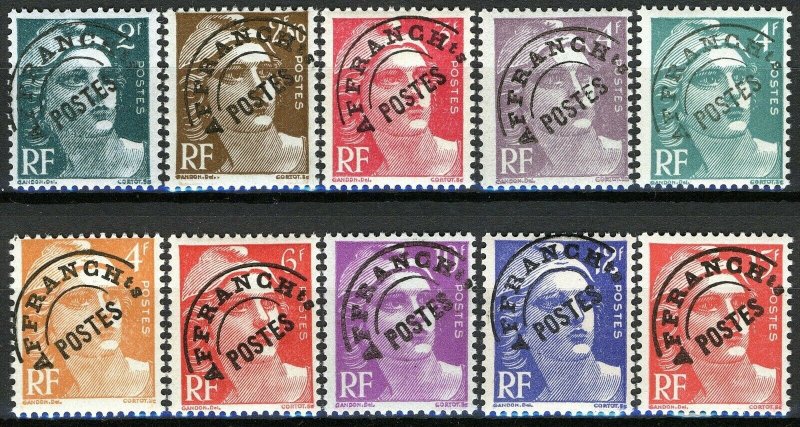 France, Marianne precancels 10v VF MNH, Yv cat 11€