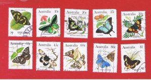 Australia #872-880  VF used  Butterflies   Free S/H