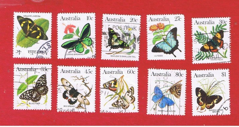 Australia #872-880  VF used  Butterflies   Free S/H