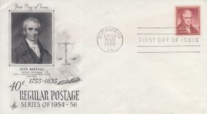 1955 John Marshall  (Scott 1050) FDC Artcraft