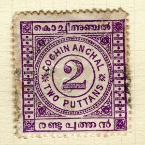 INDIA;   COCHIN 1903 early classic thick paper issue fine used 2p. value