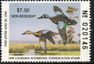 U.S.-LOUISIANA 2, STATE DUCK HUNTING PERMIT STAMP. MINT, NH. VF