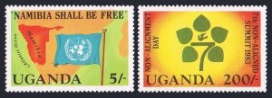 Uganda 369-370,MNH.Michel 359-360. Non-aligned Summit 1983.Namibia shall be Free