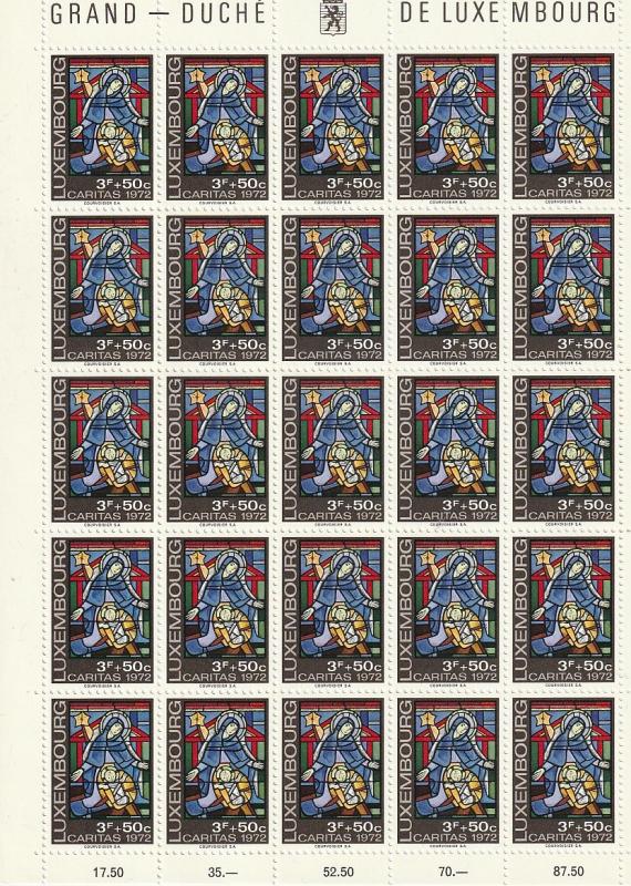 B287-B291 LuxembourgSemi-Postal Mint OGNH sheets of 25