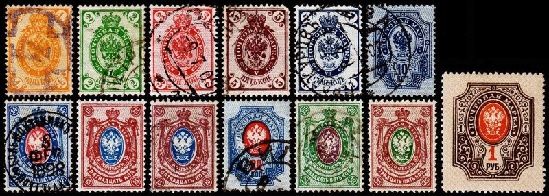 Russia Scott 55-57, 58-65, 68 (1902-05) Used/Mint H F-VF, CV $173.66 W
