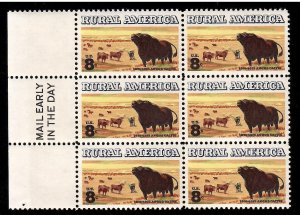 US # 1504 , Rural America , VF OG NH Mail Early Block of 6 - I Combine S/H