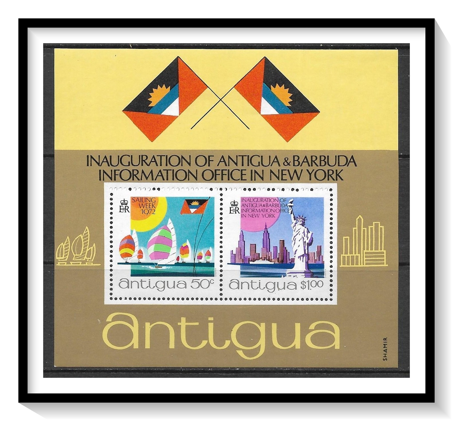 Antigua 303a Opening Office In NYC Souvenir Sheet MNH / HipStamp