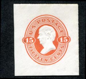 U.S. U96 Cut Square, 15c Webster, Orange on white, full corner