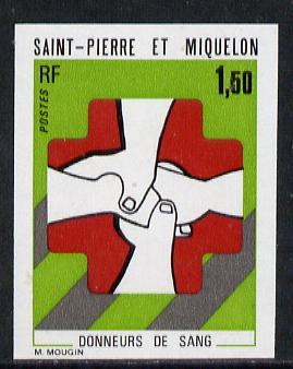 St Pierre & Miquelon 1974 Blood Donors imperf proof i...