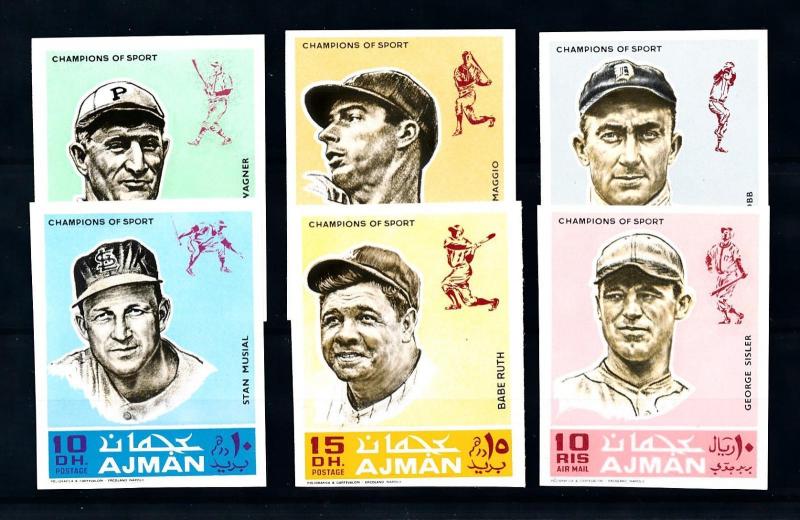 [93904] Ajman 1969 Sport Baseball Babe Ruth Joe Dimaggio Imperf. MNH