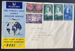 1952 South Africa First Day Cover To London England BOAC Comet Jet Liner Service