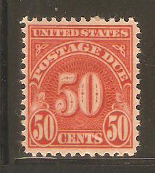 #J86 50c Postage Due Single Mint Never Hinged 