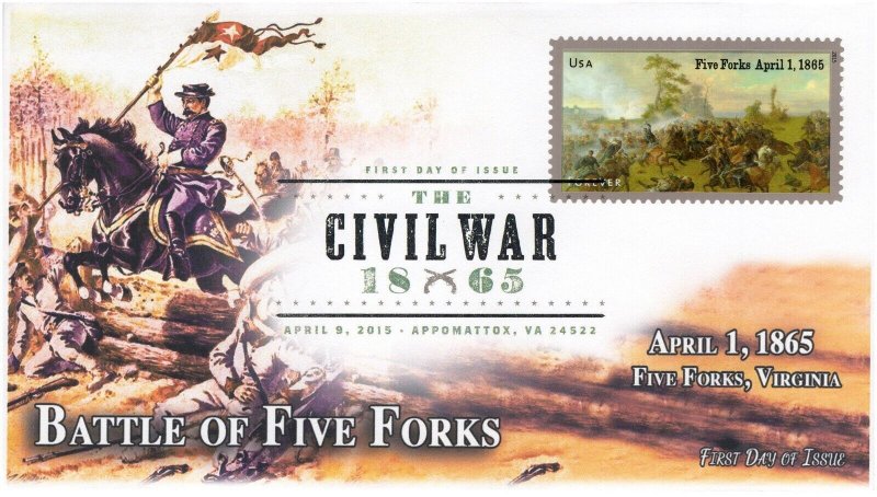 AO-4980-1, 2015, Battle of Five Forks, FDC, Add-on Cachet, DCP, Civil War, SC 49