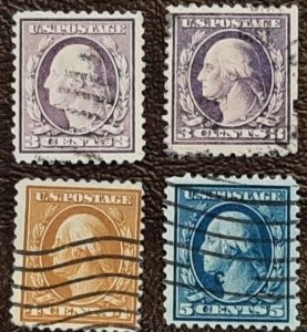 US Scott # 501-504; 4 used Washington issue of 1917; F/VF centering