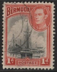 Bermuda 118 (used) 1p Hamilton Harbor, George VI, red & black (1940)