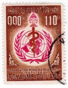 Laos 1968 Sc 166 Single Stamp Used WHO World Health Organization