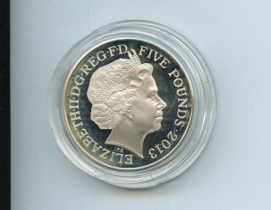 GREAT BRITAIN 2013 QEII 60th COR PHILA/NUMISMATIC FIRST DAY COVER W/5 PD COIN 