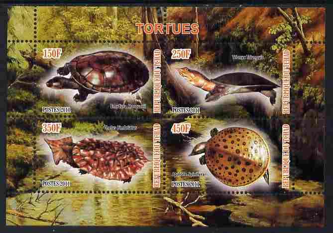 Chad 2011 Turtles #1 perf sheetlet containing 4 values un...