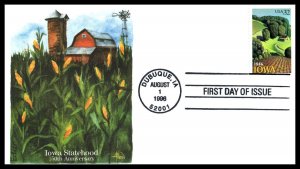 1996 Iowa 150th Sesqui Sc 3088 FDC with Allen multi-color cachet (L04