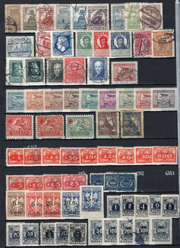 Poland Old Collection 269 Stamps Mint-Used With Better ECV$350 See Scans