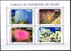 Romania 2001 Marine Life Corals S/S MNH