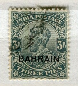 BAHRAIN; 1930s early GV Optd. issue fine used 3p. value