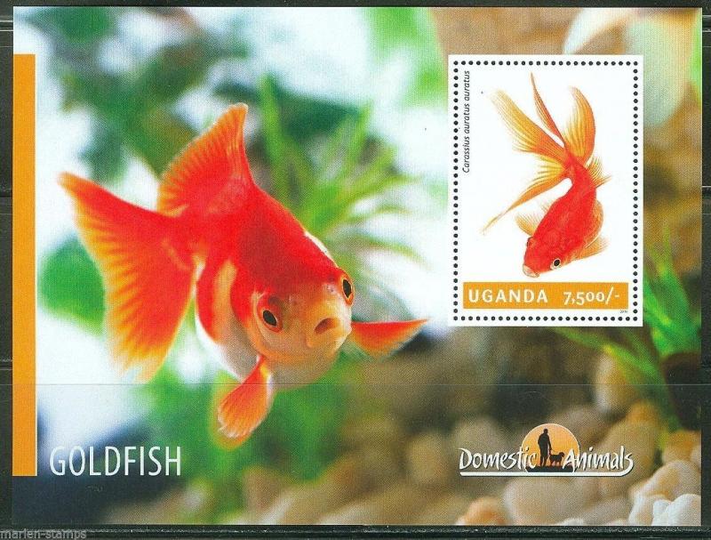 UGANDA 2014 DOMESTIC ANIMALS  GOLDFISH  SOUVENIR SHEET  MINT NH