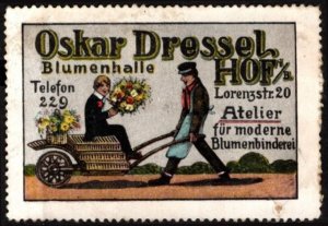 Vintage Germany Poster Stamp Oskar Dressel Flower Hall Studio Floral Arranging