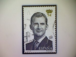 Spain (España), Scott #4024, used (o), 2015, King Felipe VI, €5, black and gold