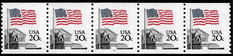 Sc 1895a   22¢ Flag over Supreme Court PNC/5 Plate #12, MNH