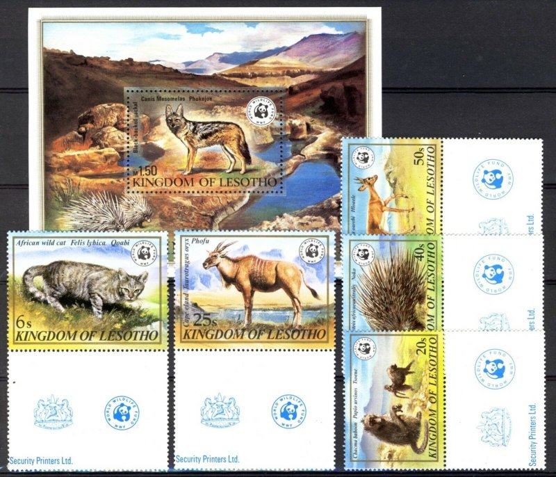 Lesotho 1982, Wild animals WWF full set incl S/S MNH