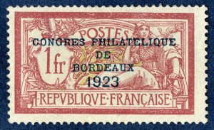 [st1062] FRANCE 1923 Scott#197 mvlh 1fr BORDEAUX PHILATELIC CONGRESS Cat:€575