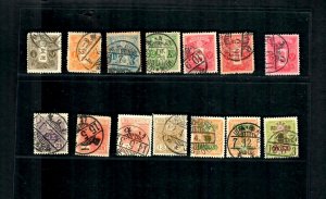 JAn Unchecked  1913-1930 Classic Tazawa 14 stamps Used off paper Fancy cancels