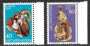 LIECHTENSTEIN 1976 EUROPA Ceramics Set Sc 587-588 MNH