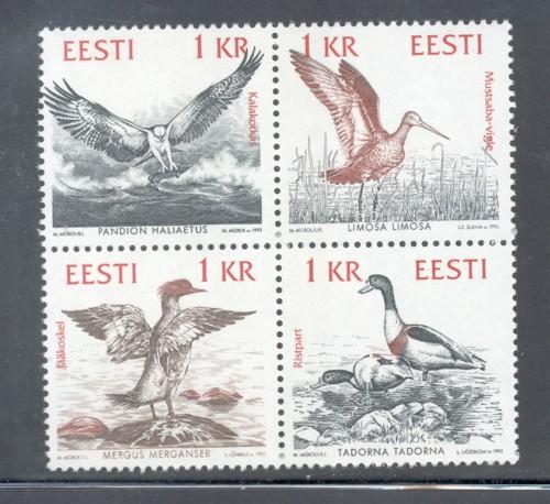 Estonia Sc 231-34 1992 Birds of the Baltic Shore stamp set mint NH