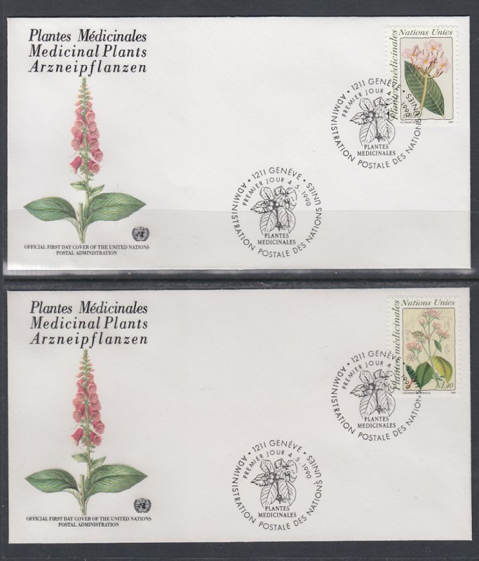 UN Geneva 186-187 Medicinal Plants UN Postal Administration U/A Set of Two FDC