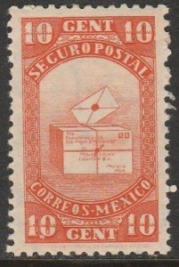 MEXICO G7, 10¢ INSURED LETTER. MINT, NEVER  HINGED. F.