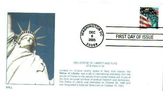 AALL 3969 Statue of Liberty and Flag ATM Pane of 18