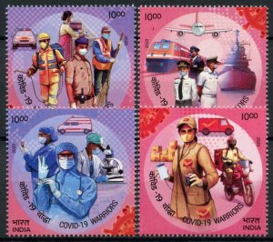 India 2020 MNH Medical Stamps Corona Tribute to Frontline 4v Set