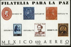 MEXICO C434, Exfilmex74 Interam Philatelic Exhibition SS MINT, NH. VF.